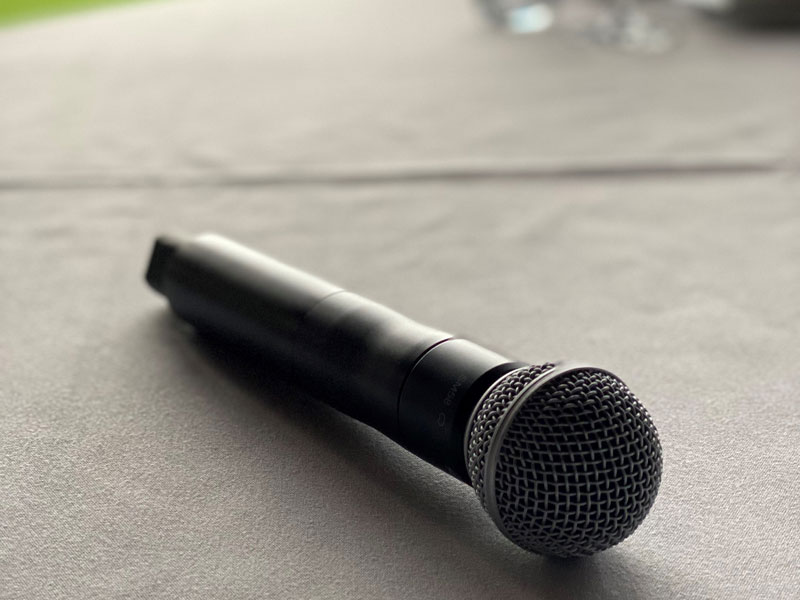 Handheld Microphone sitting on table